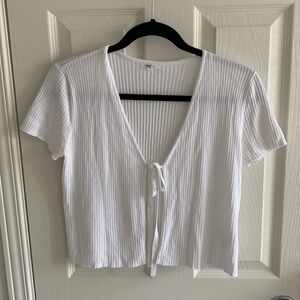 Cropped Garage tie cardigan - off-white, size medium